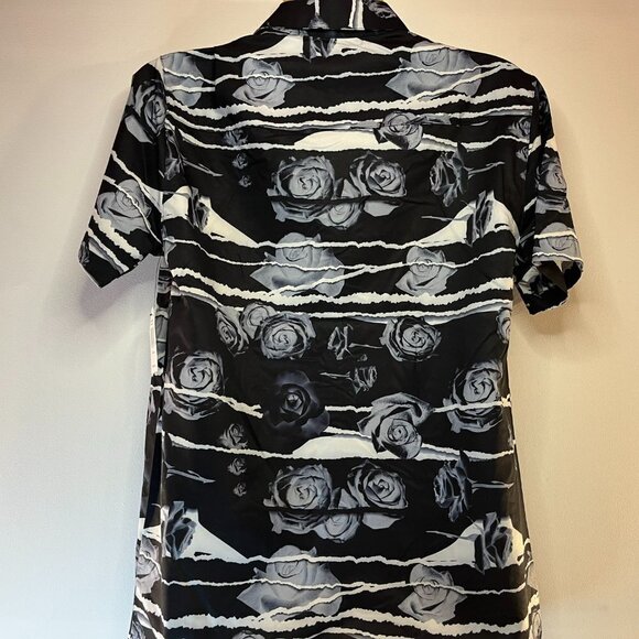 Fresh Prints of Bel-Air Men's Black Rose Print Shirt - Size Small - NWT - Picture 3 of 4